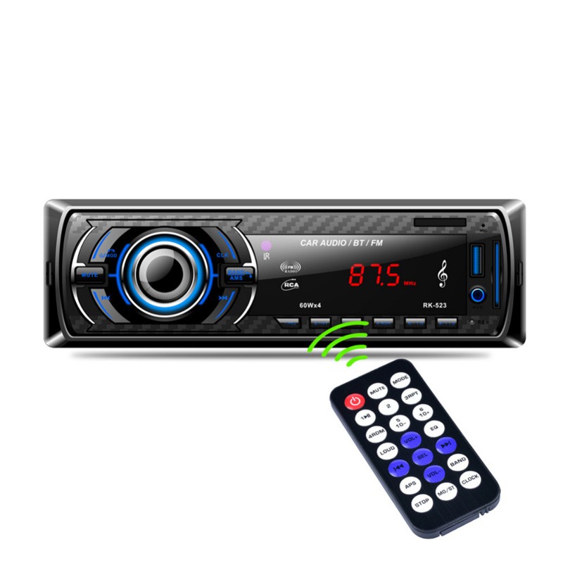Autoradio Bluetooth RK-523 - Bluetooth, AUX 3.5 mm, reproducción MP3, puerto USB, ranura SD, mando a distancia - Ítem1
