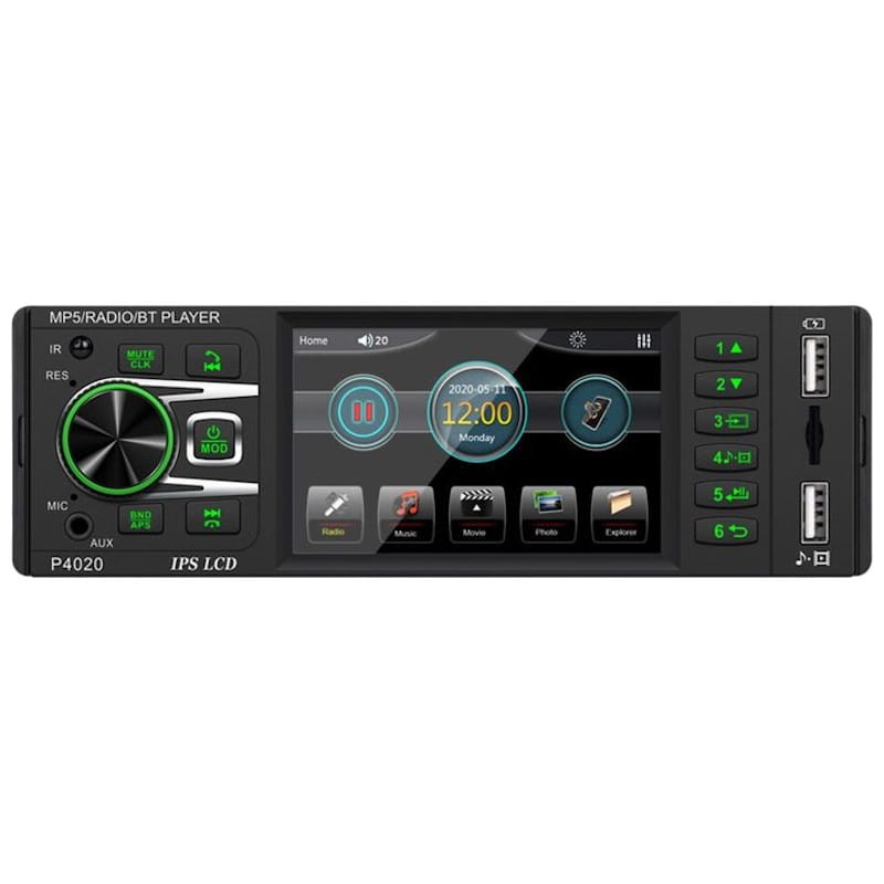 Auto-rádio DIN 1 P4020 IPS 3.8 Cor | Bluetooth | USB | SD | AUX - Item