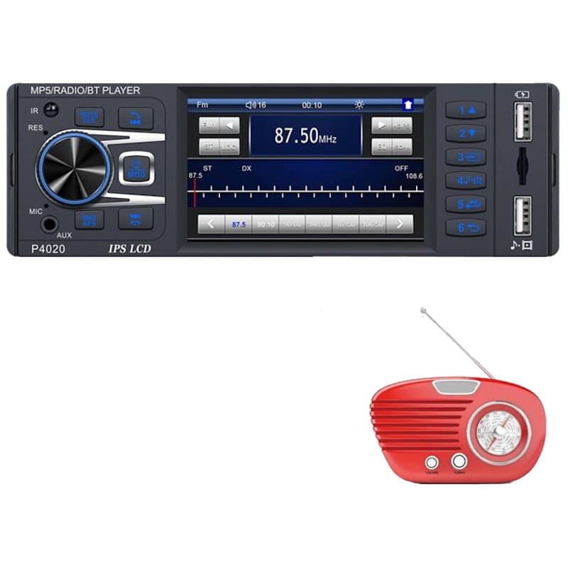 Auto-rádio DIN 1 P4020 IPS 3.8 Cor | Bluetooth | USB | SD | AUX - Item3
