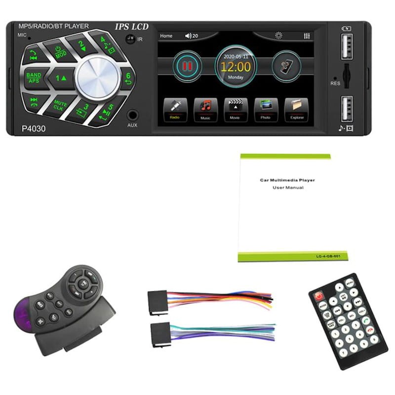 Autoradio Bluetooth 1 din avec USB / SD / AUX et ISO européenne