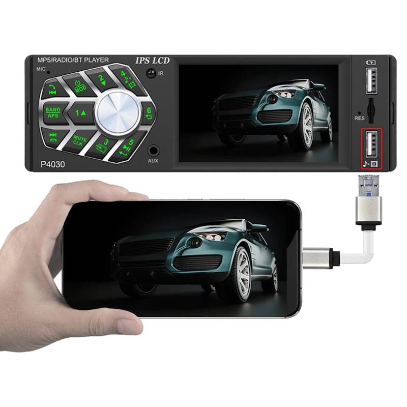 Autoradio DIN 1 P4030 IPS 3,8 a color | Bluetooth | USB | SD | AUX - Ítem9