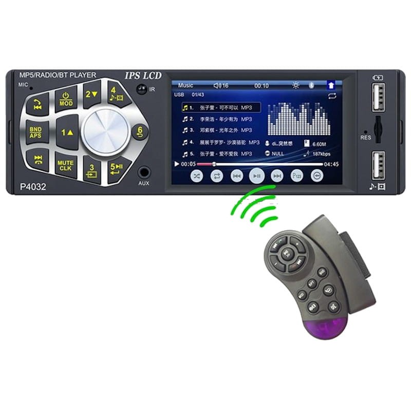 Auto-rádio DIN 1 P4032 IPS 3.8 color | Bluetooth | USB | SD | AUX - Item3