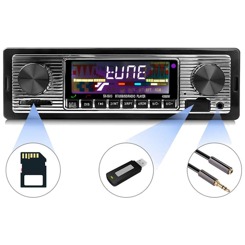 Autoradio Estilo Clásico SX-5513 Bluetooth USB MP3 AUX - Ítem5