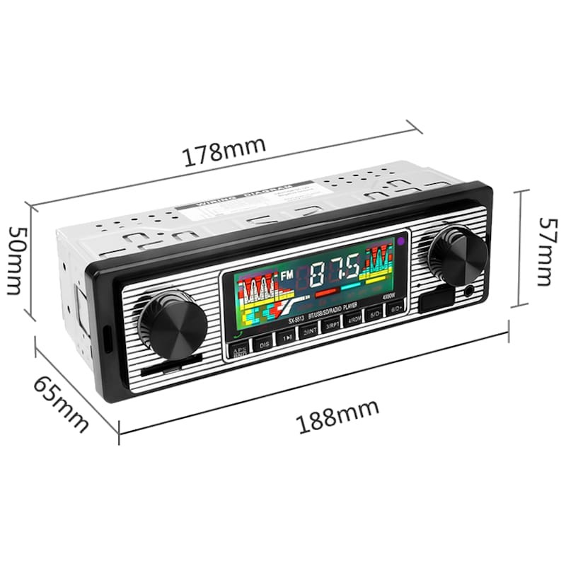 Autoradio Estilo Clásico SX-5513 Bluetooth USB MP3 AUX - Ítem7