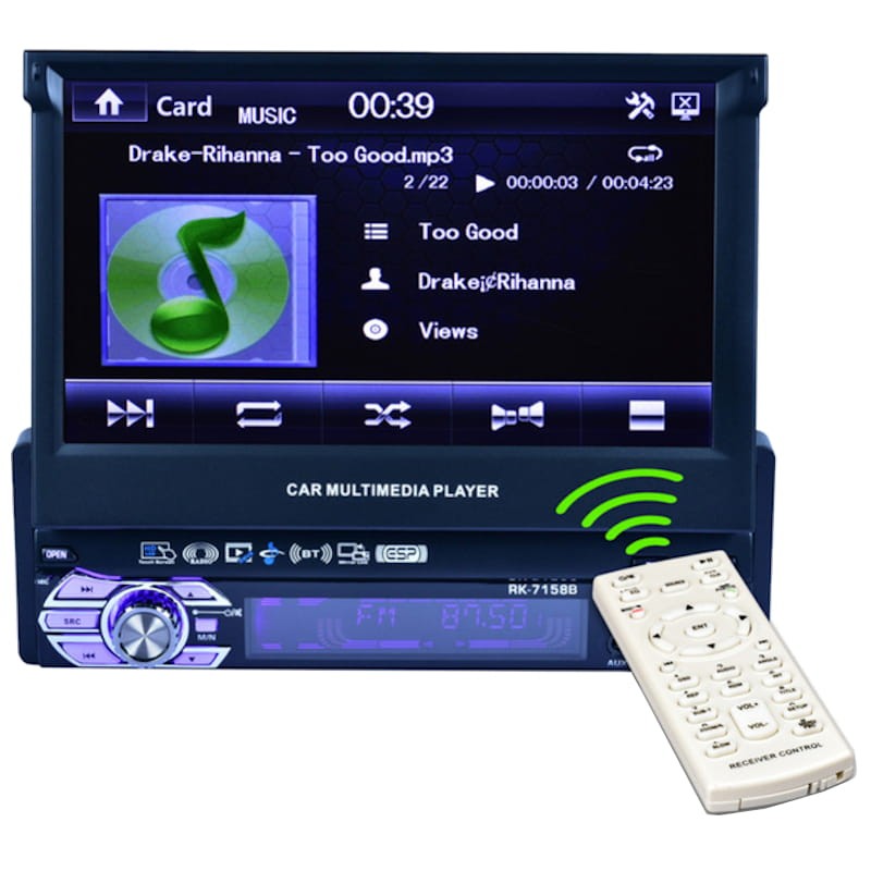 Télécommande avec Bluetooth, FM, interphone et écran. Noir.