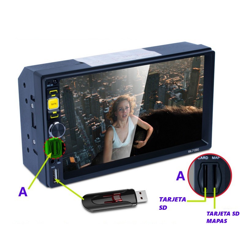 Autoradio 2 DIN RK-7159G Bluetooth/Lien Mirror/USB/Micro SD/Contrôle Remoto - Ítem2