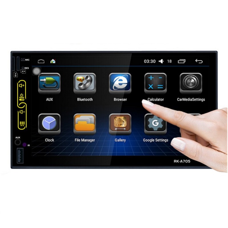 Autoradio RK-A705 2 DIN Android - Bluetooth - Android 6.0 - Pantalla Táctil 7 Pulgadas . Resolución 1024 x 600 - Reproducción Multimedia - Micrófono con Manos Libres - GPS - Almacenamiento 16 GB - Puerto USB - Ranura Micro SD - AUX 3.5 mm - Ítem2