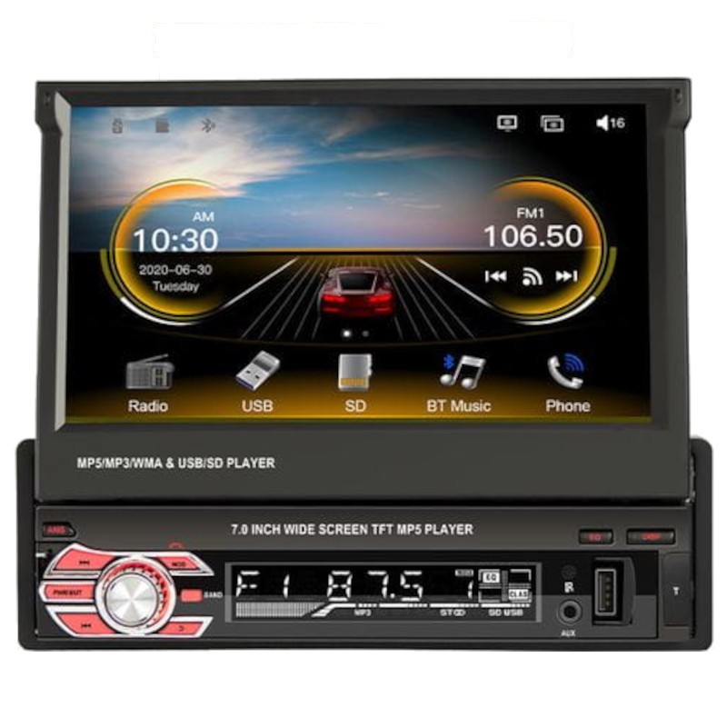 Rétro Autoradio One Din Car Radio Voiture Audio Bluetooth Lecteur