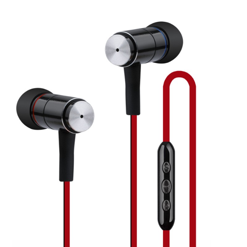 Awei ES280HI - Auriculares de color negro con cable rojo de 1,2 m (micrófono, manos libres, botones de reproducción)