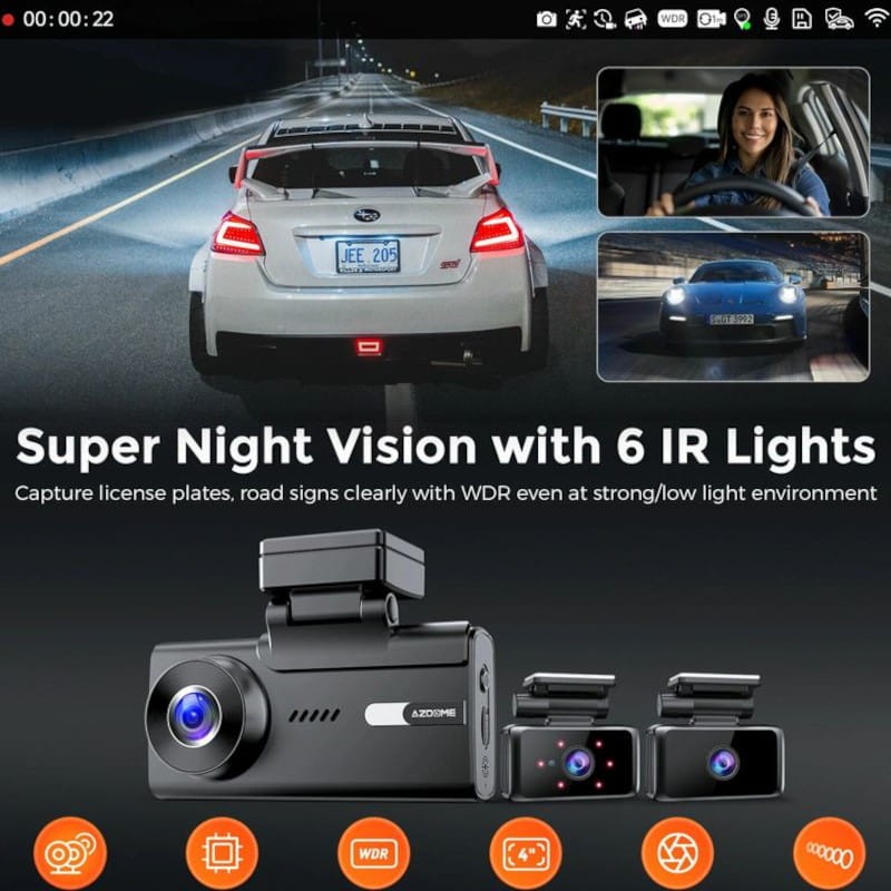 Dash cam 3 Canais AZDOME M580 5K - Ligação 5G, Gravação 24h - Câmara para Carro com Cartão de memória - Item10