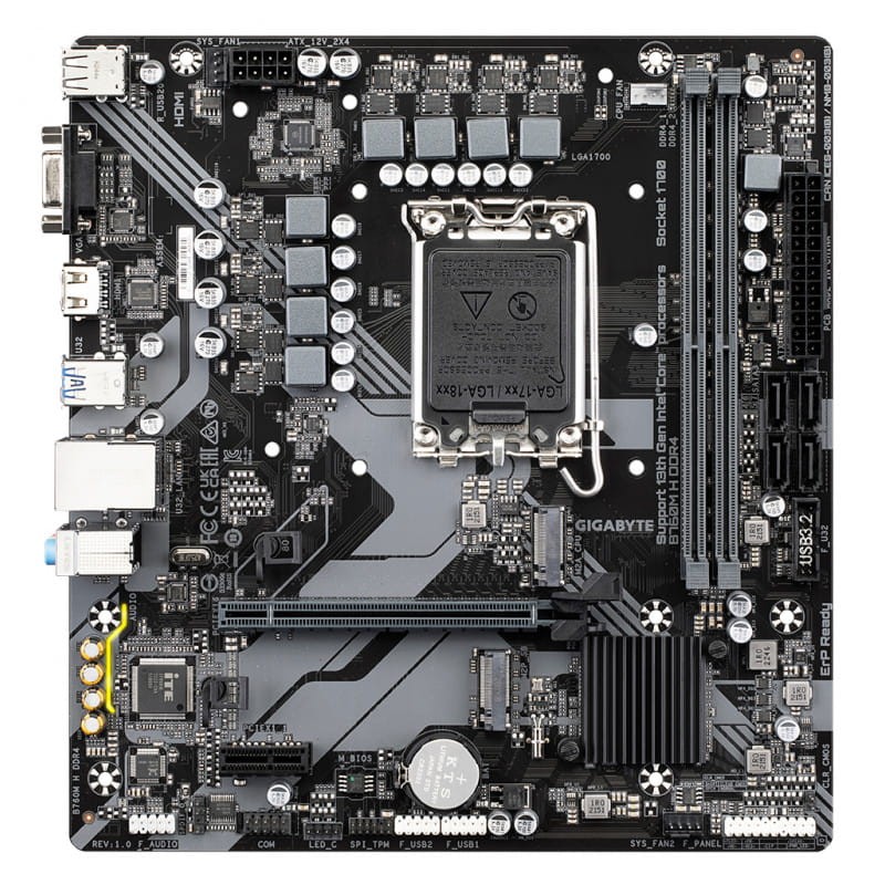 Gigabyte B760M H DDR4 (rev. 1.0) LGA 1700 micro ATX Gigabit Ethernet - Carte mère - Ítem1