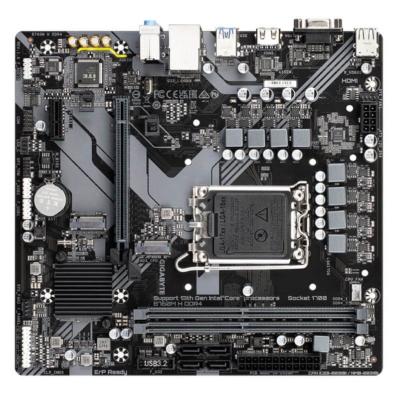 Gigabyte B760M H DDR4 (rev. 1.0) LGA 1700 micro ATX Gigabit Ethernet - Carte mère - Ítem2