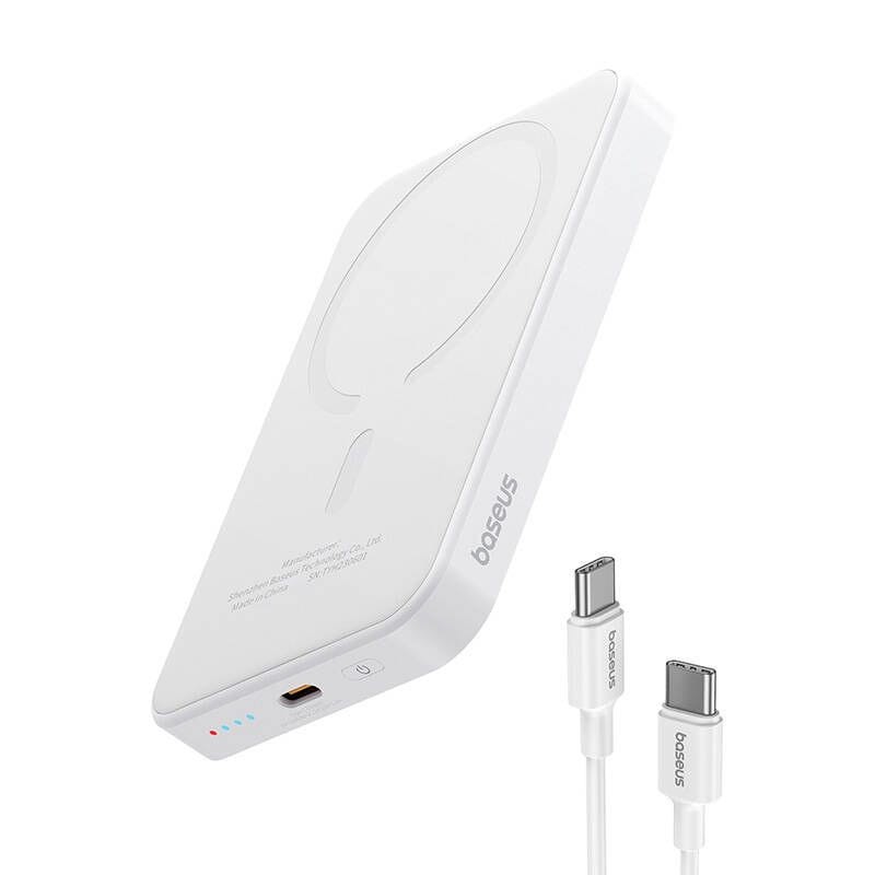 Power Bank Mini 5000mAh Baseus Compatível com MagSafe Branco - Carregamento Rápido 20W e Cabo Tipo C Incluído - Item3