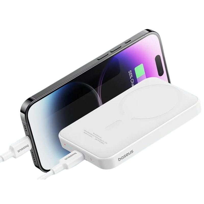 Power Bank Mini 5000mAh Baseus Compatível com MagSafe Branco - Carregamento Rápido 20W e Cabo Tipo C Incluído - Item4