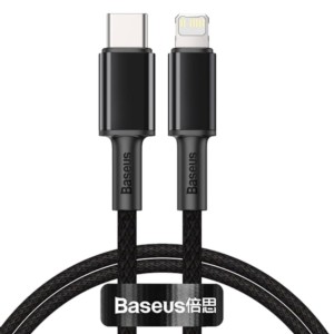 Baseus Cabo Trançado USB Tipo C para Lightning Apple 20W 1m Preto