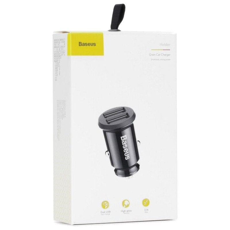 Baseus Chargeur de Voiture Dual USB 3.1A Small Rice Grain Noir - Ítem7