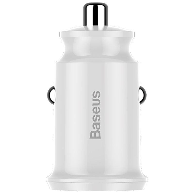 Baseus Chargeur de Voiture Dual USB 3.1A Small Rice Grain Blanc