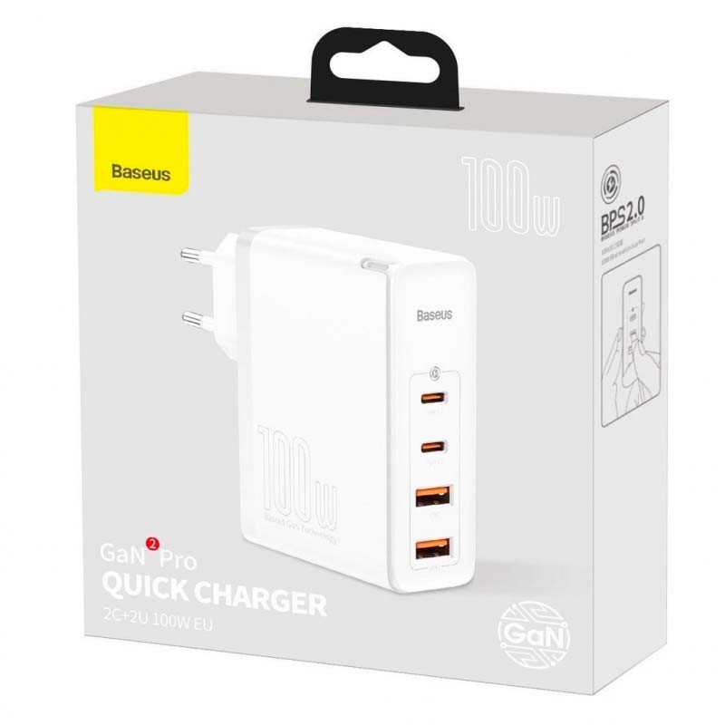 Baseus Cargador GaN2 Pro 100W 2xUSB-C+2xUSB Blanco - Ítem3