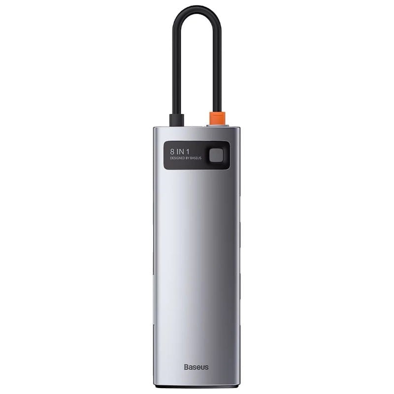 Baseus Hub Metal Gleam 8 em 1 Type-C 3x USB 3.0 PD HDMI RJ45 SD Leitor de cartão microSD - Item