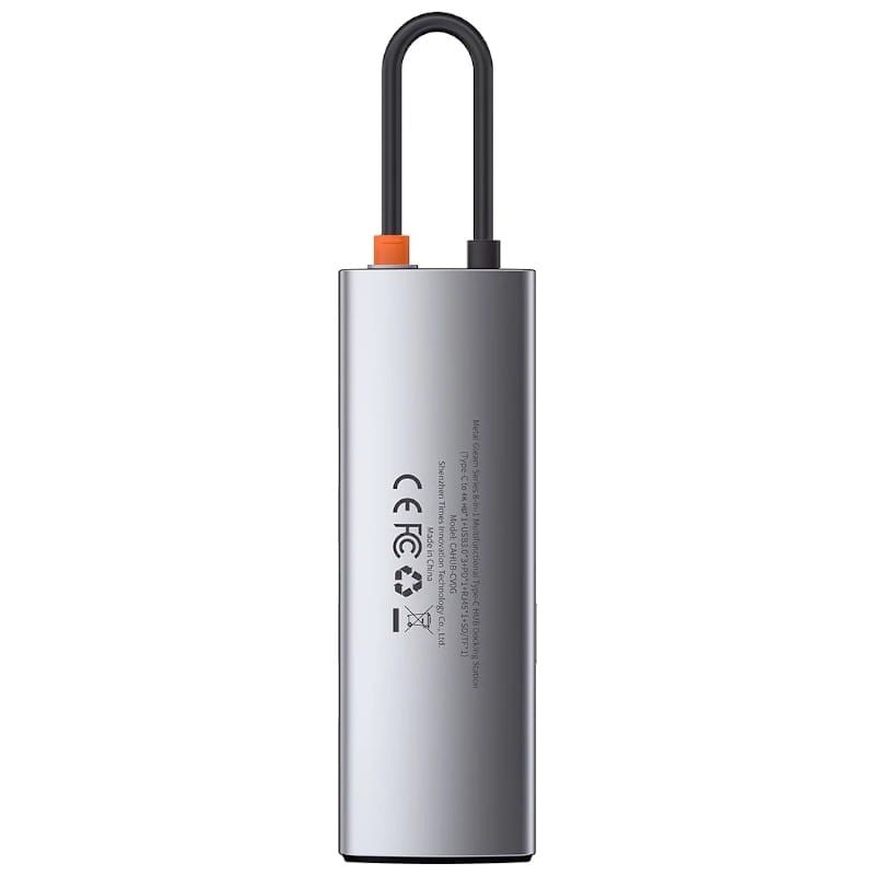 Baseus Hub Metal Gleam 8 em 1 Type-C 3x USB 3.0 PD HDMI RJ45 SD Leitor de cartão microSD - Item1