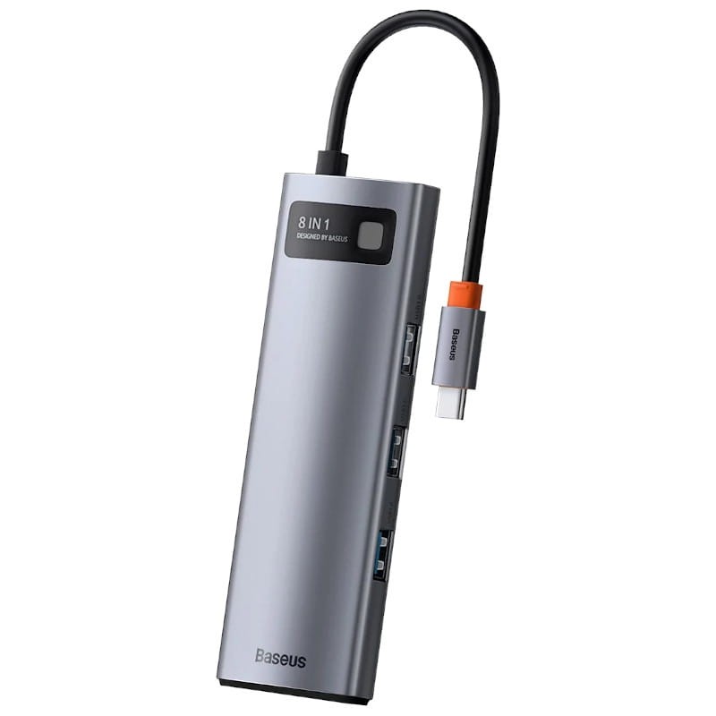Baseus Hub Metal Gleam 8 em 1 Type-C 3x USB 3.0 PD HDMI RJ45 SD Leitor de cartão microSD - Item2