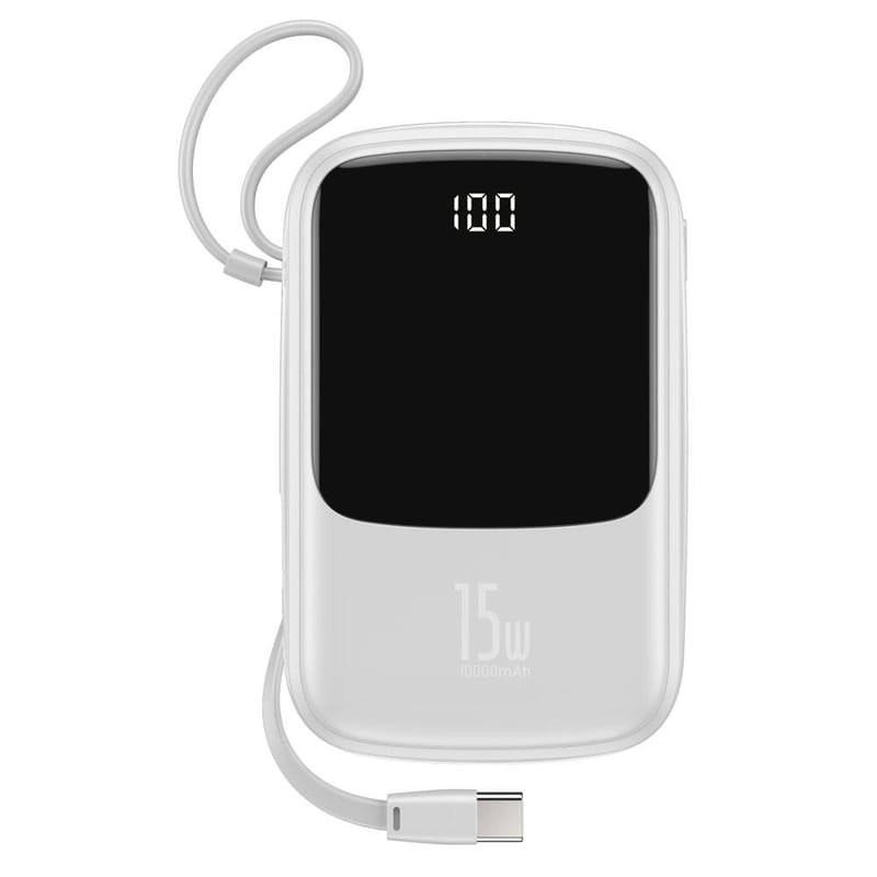 Baseus Qpow PowerBank 10000mAh 15W avec Écran Blanc - Powerbank