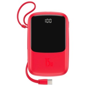 Baseus Qpow PowerBank 10000mAh 15W avec Écran Rouge - Powerbank