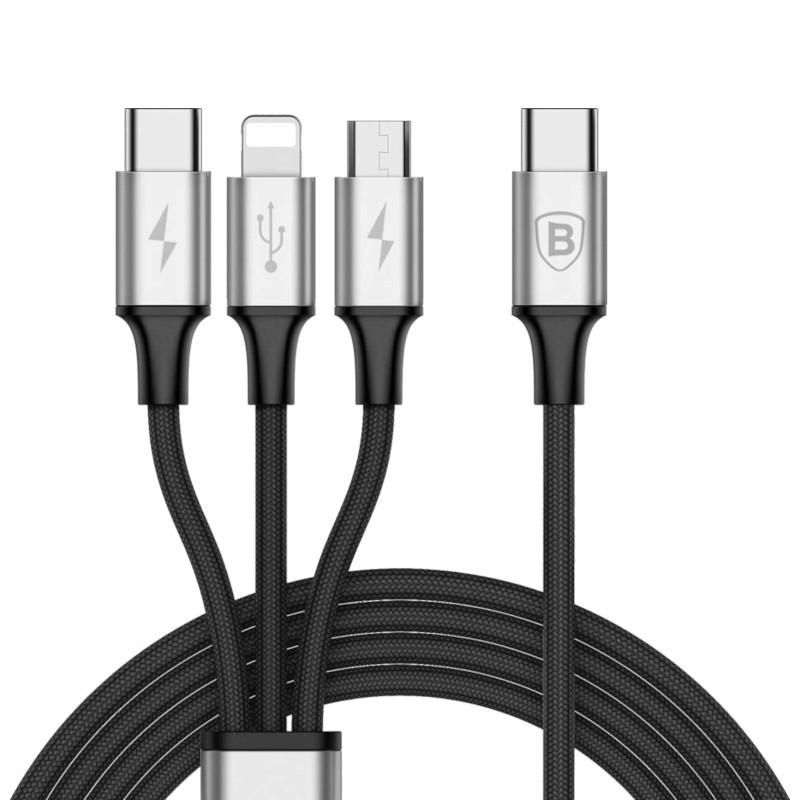 Buy Baseus Rapid Cable 3 In 1 Usb Type C To Usb Type C Lightning Micro Usb 1 2m Powerplanetonline