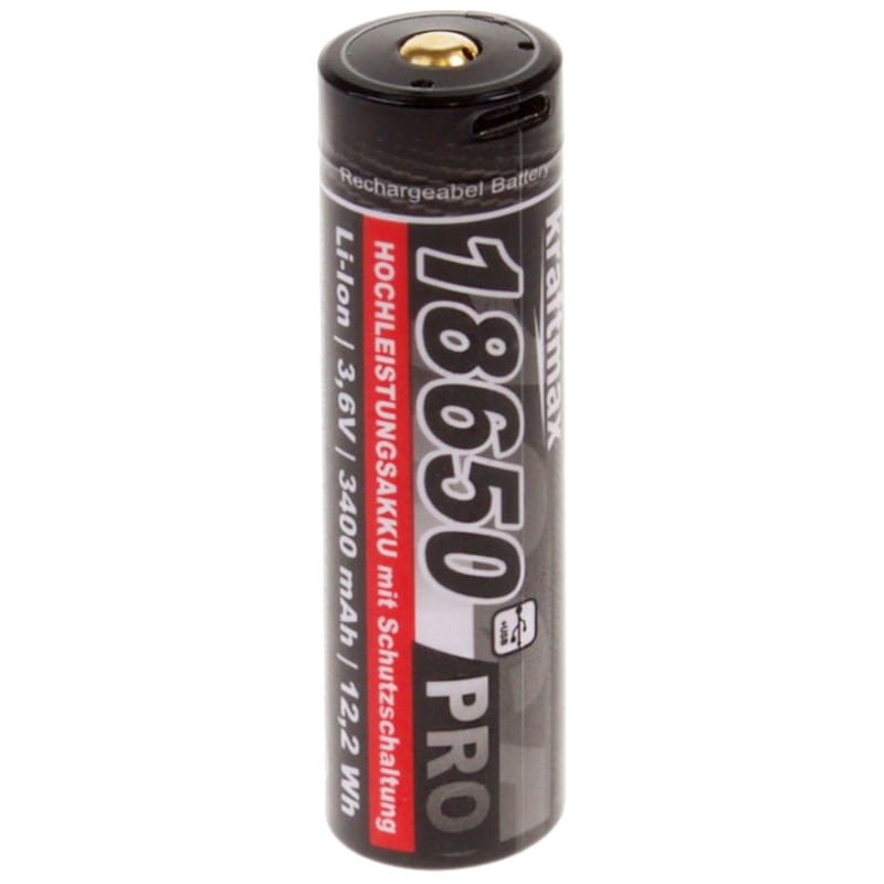 Bateria Kraftmax 18650 Pro Li-Ion USBC 3400mAh - Item