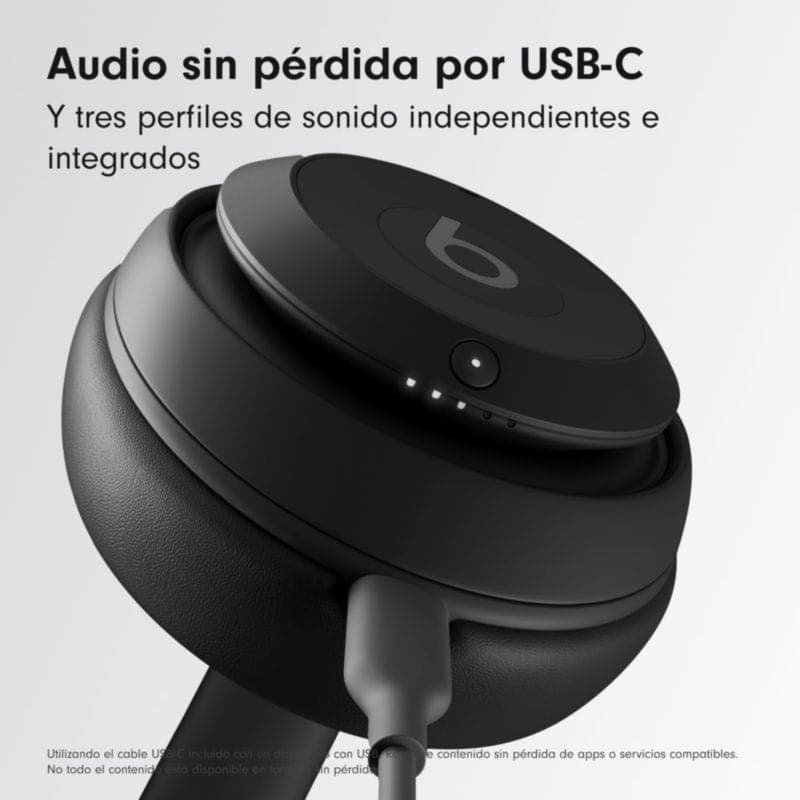 Beats Studio Pro ANC Noir Doré casques Bluetooth avec port USB-C, coussinets noirs, voyants LED et arceau rembourré, design élégant et moderne