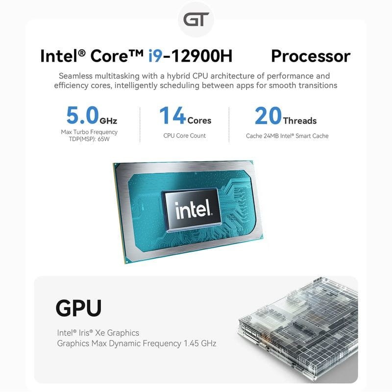 Beelink GTi12 Ultra Intel Core i9-12900H/32 Go/1 To SSD/Windows 11 Pro Gris - Mini PC - Ítem1