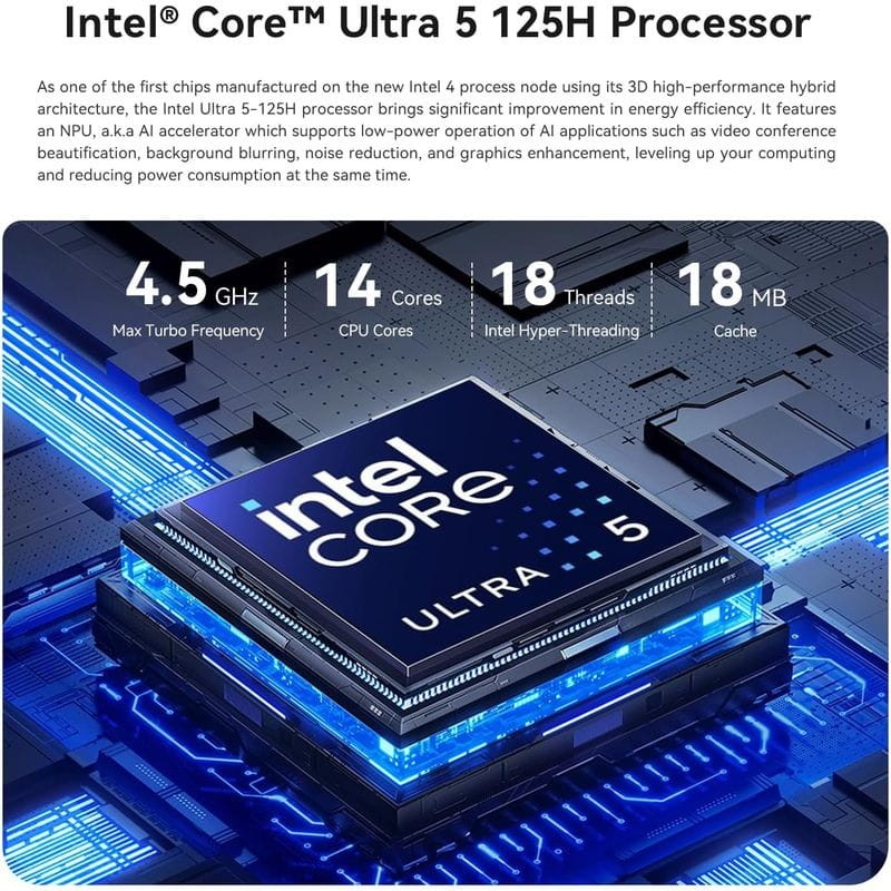 Beelink SEi14 Intel Core Ultra 5 125H/32 Go/1 To SSD/Windows 11 Pro Argent - Mini PC - Ítem1