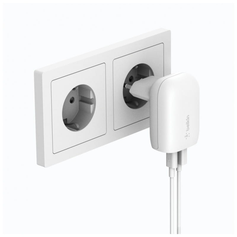 Cargador de pared, Belkin, doble USB-C PD de 40 W