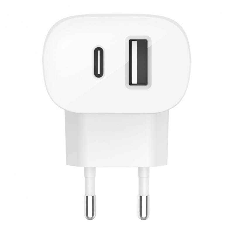 Cargador de pared Dual Belkin, con ranura USB-C de 25 W y USB-A de 12 W