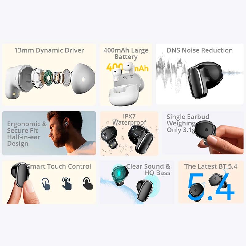 Blackview Airbuds 20 IPX7 Preto - Auriculares Sem Fio TWS - Item1