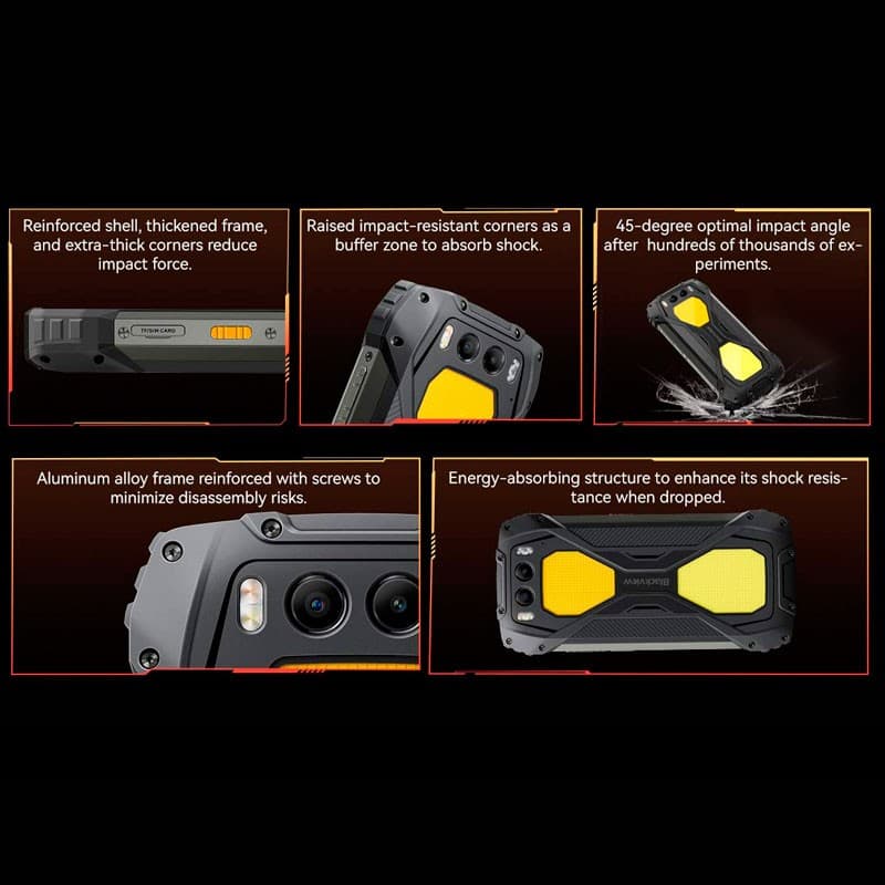 Blackview BV7300 6GB/256GB Preto - detalhes do design robusto