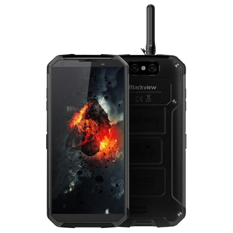 Blackview BV9500 Pro 6Go/128Go, smartphone robuste noir avec antenne supérieure, grand écran bord à bord affichant un visuel volcanique lumineux - Ítem4