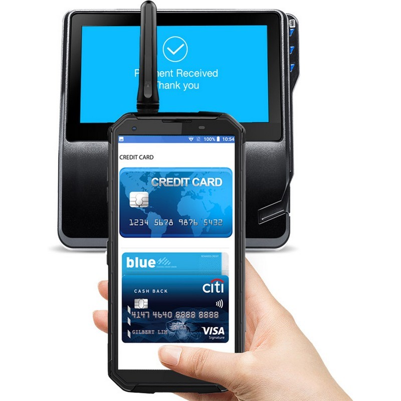Blackview BV9500 Pro 6Go/128Go, smartphone robuste noir avec antenne supérieure, grand écran bord à bord affichant un visuel volcanique lumineux - Ítem6