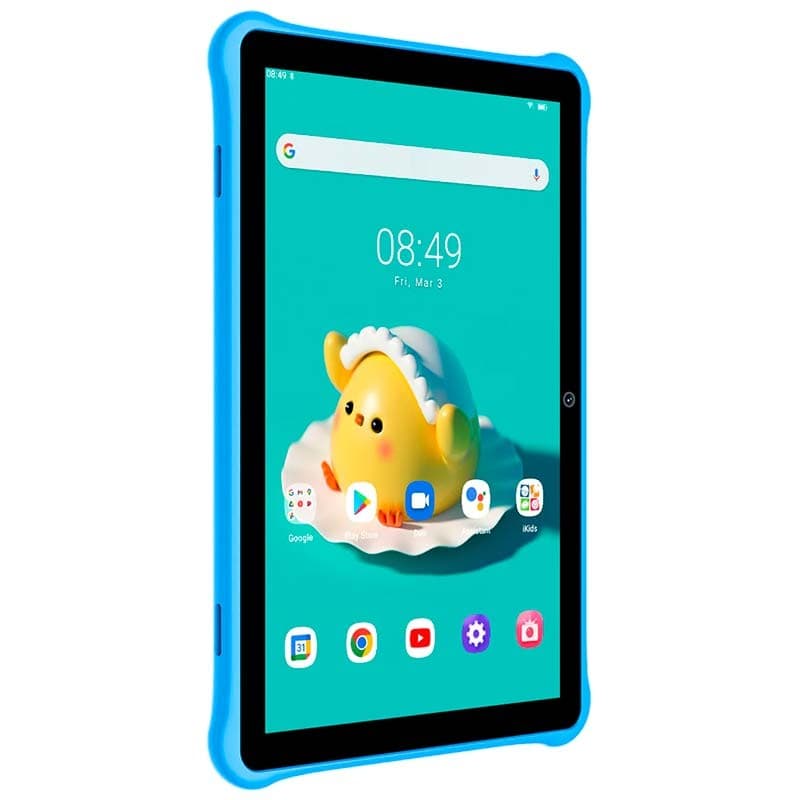 vista frontal y lateral de la Tablet para Niños Blackview Tab A7 Azul