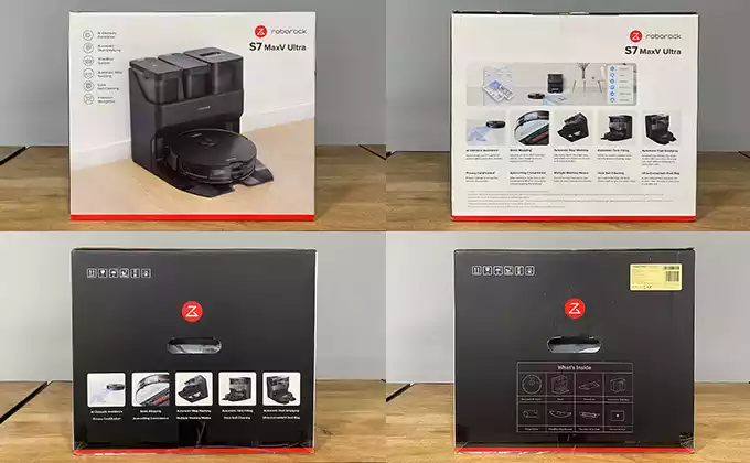 Imágenes de la caja de Roborock S7V por todos los lados
