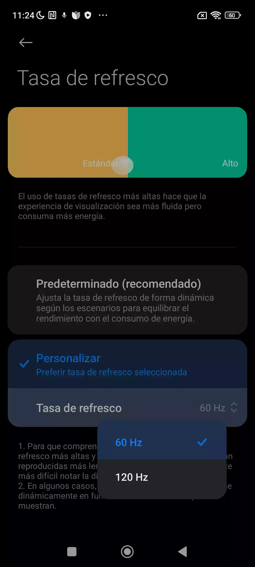 Configuración de los hercios del Xiaomi 13