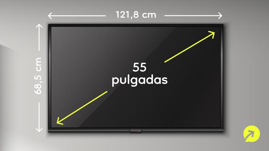 ¿Cuánto mide una TV de 55 pulgadas?