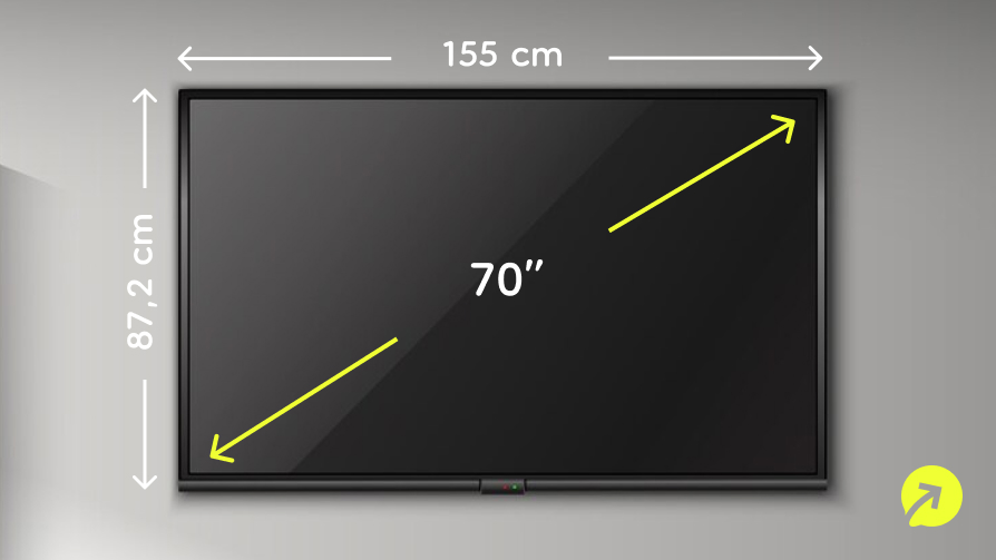 ¿Cuánto mide una TV de 70 pulgadas?