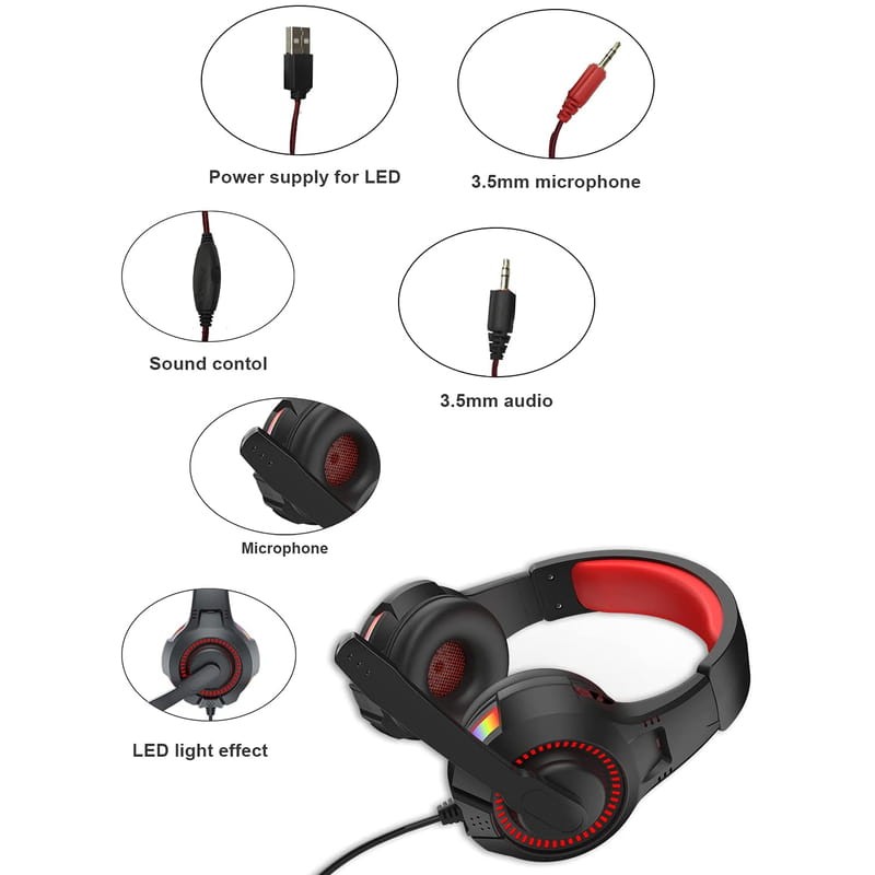 Bluedio D5 Negro y Rojo Auriculares Gaming - Ítem3