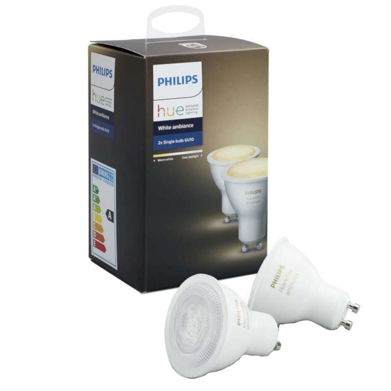 Lâmpada inteligente Philips Hue White Ambiance Pack x2 9,5W GU10 Branco Quente/Frio - Item3