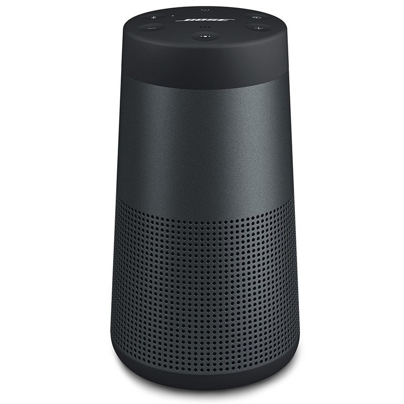 Bose SoundLink Revolve Negro - Color Negro - Autonomía de 12 Horas - Resistencia IPX4 - Deflector Acústico Omnidireccional - Sonido 360º - Dos Radiadores Pasivos - Aplicación - Indicaciones de Voz - Transductor - Soporte Universal de Rosca