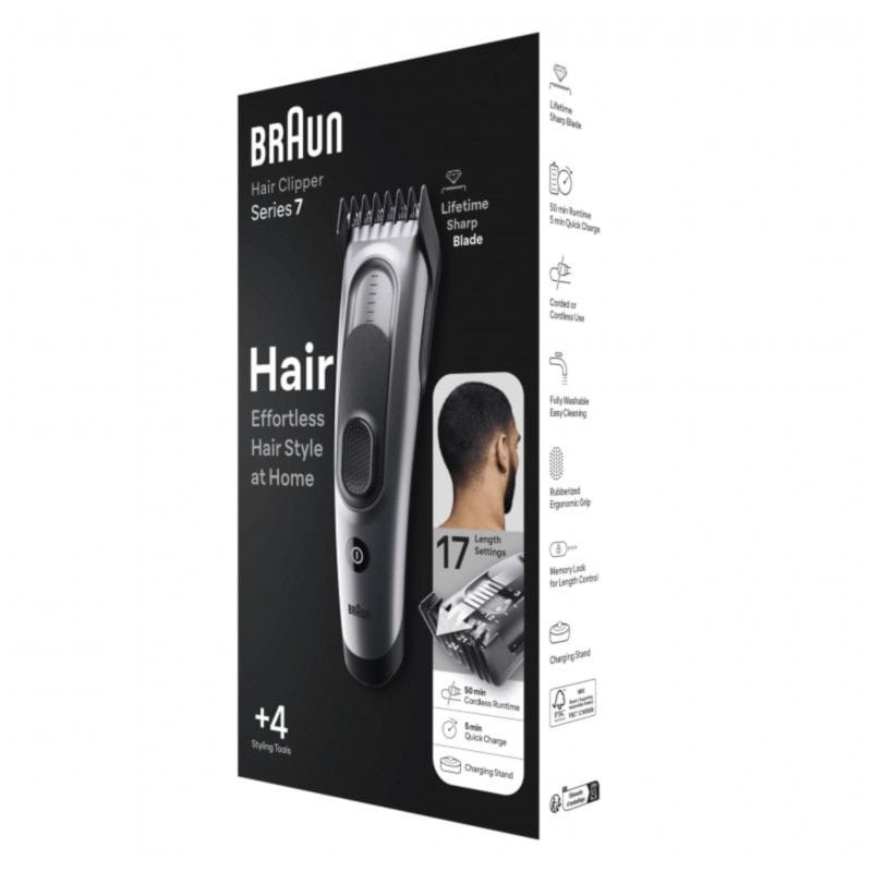 Máquina de Cortar Cabelo Braun HC7390 Preto/Cinzento - Item2