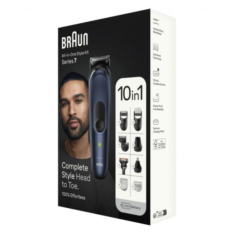 Recortadora Multifunción Braun MGK7421 Waterproof Negro/Azul - Ítem3