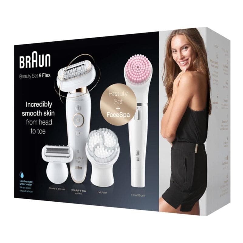Caja de la depiladora Braun Silk-épil 9 Flex 9100 BS Oro/Blanco