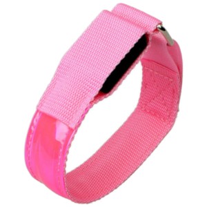 Pulseira LED Refletora Running Ajustável Rosa